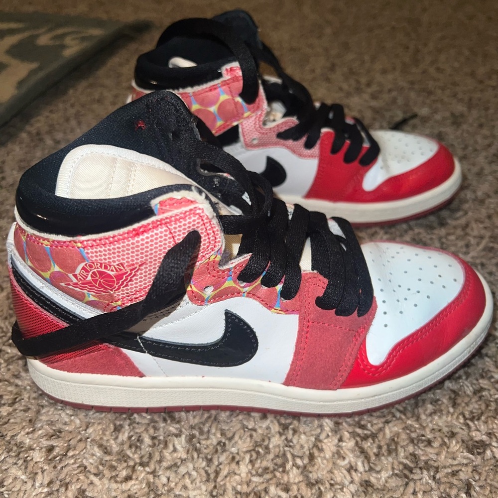 Nike Boys Spider-Man Edition Air Jordan 1 Retro High OG Red Black White Sneakers